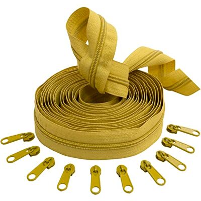 AERZETIX C62668x5-C62809x10 Set aus Spiralreißverschluss 5m Nr. 5 + 10 Schieber Nr. 5 Nicht abschließbar Fabre senf Nylon/Metall kurzwaren reißverschlüsse AERZETIX C62668x5-C62809x10 Set aus Spiralreißverschluss 5m Nr. 5 + 10 Schieber Nr. 5 Nicht abschließbar Fabre senf Nylon/Metall kurzwaren reißverschlüsse