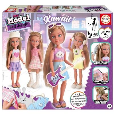 Educa My Model Kawaai Modepuppe Kreativset zum Stylen Kawaii Modedesign mit echten Haaren Spielzeug für Mädchen ab 6 Jahren (20651) Educa My Model Kawaai Modepuppe Kreativset zum Stylen Kawaii Modedesign mit echten Haaren Spielzeug für Mädchen ab 6 Jahren (20651)