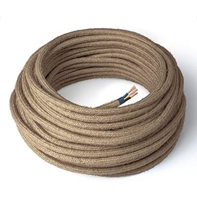 AMARCORDS Textilkabel für Lampen JUTE, rund, Jute, 20 Meter, mit Erdung 3x0,75 Stoffkabel mit farbigem vintage Stoff überzogen für Kronleuchter, Wandlampen und Lampenschirme AMARCORDS Textilkabel für Lampen JUTE, rund, Jute, 20 Meter, mit Erdung 3x0,75 Stoffkabel mit farbigem vintage Stoff überzogen für Kronleuchter, Wandlampen und Lampenschirme