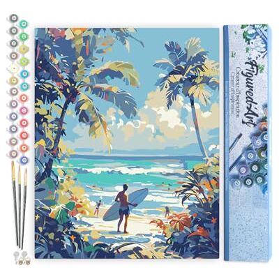 ART Malen nach Zahlen, für Erwachsene, sonniger Tag am Strand – Handarbeit, Kreativ-Set, DIY, vollständige Nummer – 40 x 50 cm ohne Holzrahmen ART Malen nach Zahlen, für Erwachsene, sonniger Tag am Strand – Handarbeit, Kreativ-Set, DIY, vollständige Nummer – 40 x 50 cm ohne Holzrahmen