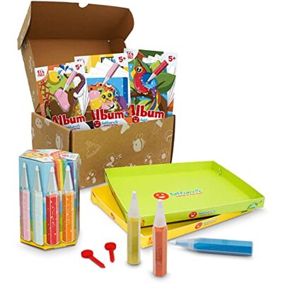 Sabbiarelli – Box Tiere in Farben 5+ Sand-Art-Set: Tiere Enthält Klebemotive, Farbsand und Zubehör 100% Made in Italy Kreativer Bastelspaß Kinder 5-12 Jahre Sabbiarelli – Box Tiere in Farben 5+ Sand-Art-Set: Tiere Enthält Klebemotive, Farbsand und Zubehör 100% Made in Italy Kreativer Bastelspaß Kinder 5-12 Jahre
