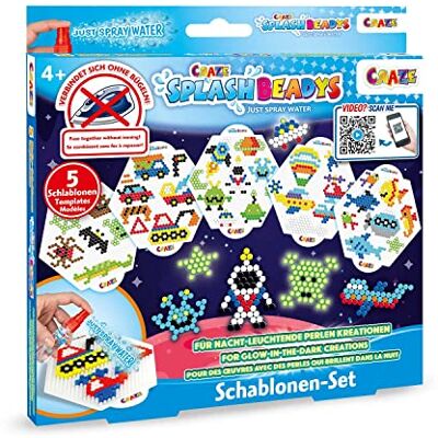 CRAZE Splash BEADYS Boys Steckperlen Schablonen 5er Set Bügleperlen Schablonen ohne Bügeln Kinder Bastelset Verschiedene Motive Wasserperlen Zubehör 11065, Klein CRAZE Splash BEADYS Boys Steckperlen Schablonen 5er Set Bügleperlen Schablonen ohne Bügeln Kinder Bastelset Verschiedene Motive Wasserperlen Zubehör 11065, Klein