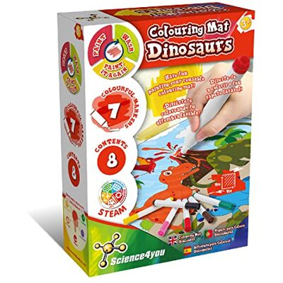 Science4you 80002800 Malmatte Waschbare Malppich Spielzeug zum Zeichnen und Malen Dinosauriern mit 7 Farbmarkern, Lernspiele für Kinder ab 3 Jahren Science4you 80002800 Malmatte Waschbare Malppich Spielzeug zum Zeichnen und Malen Dinosauriern mit 7 Farbmarkern, Lernspiele für Kinder ab 3 Jahren