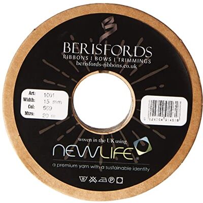 Berisfords BF_1001-15-669 NewLife Satinband, 15 mm, 669, rauchgrau, 100% recycelt, 20 m Spule, Smokey Grey, Meter Berisfords BF_1001-15-669 NewLife Satinband, 15 mm, 669, rauchgrau, 100% recycelt, 20 m Spule, Smokey Grey, Meter