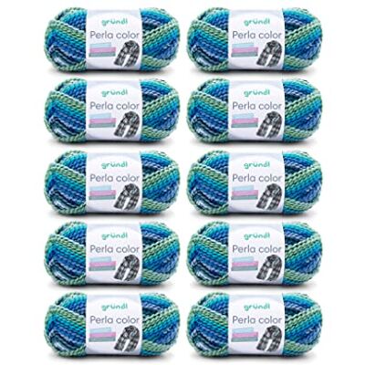 Gründl Wolle Perla color (wollähnliches Handstrickgarn aus 100% Polyester, 100 g / 90 m, Nadelstärke: 8-9, 10 x 100 g), türkisblau-lagune-grün-weiß Gründl Wolle Perla color (wollähnliches Handstrickgarn aus 100% Polyester, 100 g / 90 m, Nadelstärke: 8-9, 10 x 100 g), türkisblau-lagune-grün-weiß