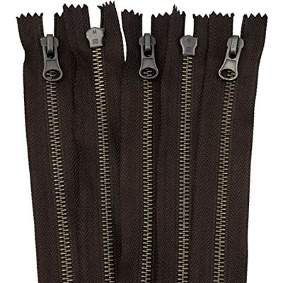 AERZETIX C61524-5er-Set Reißverschluss Nr. 5 nicht trennbar 16 cm aus vintage-metall dekorative zuglasche dunkelbraun schieber für lederwaren jeans röcke kurzwaren AERZETIX C61524-5er-Set Reißverschluss Nr. 5 nicht trennbar 16 cm aus vintage-metall dekorative zuglasche dunkelbraun schieber für lederwaren jeans röcke kurzwaren