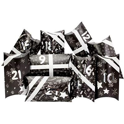 Papierdrachen 24 Adventskalender Pillowboxen mit Washitape und silbernen Zahlenaufklebern 24 Kissenschachteln aus Karton DIY Adventskalender zum Befüllen und Gestalten Papierdrachen 24 Adventskalender Pillowboxen mit Washitape und silbernen Zahlenaufklebern 24 Kissenschachteln aus Karton DIY Adventskalender zum Befüllen und Gestalten