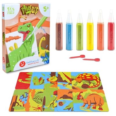 Sabbiarelli – Kit Dinosand 5+ Sand-Art-Set: Dinosaurier Enthält Klebemotive, Farbsand und 2 Abziehwerkzeuge 100% Made in Italy Kreativer Bastelspaß Kinder 5-12 Jahre Sabbiarelli – Kit Dinosand 5+ Sand-Art-Set: Dinosaurier Enthält Klebemotive, Farbsand und 2 Abziehwerkzeuge 100% Made in Italy Kreativer Bastelspaß Kinder 5-12 Jahre
