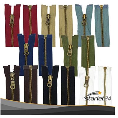 Starlet24 ® Reißverschluss Metall 5mm teilbar, Reißverschlüsse mit Metall-Zähne für Jacken & Taschen Olivgrün 75 cm Starlet24 ® Reißverschluss Metall 5mm teilbar, Reißverschlüsse mit Metall-Zähne für Jacken & Taschen Olivgrün 75 cm