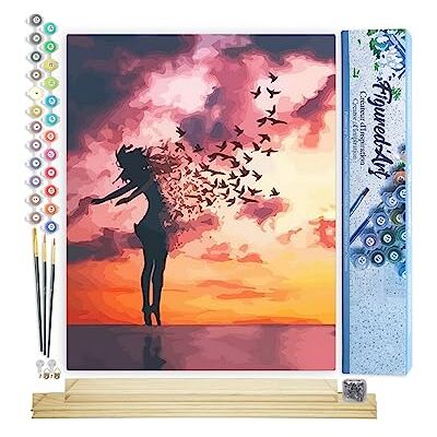 ART Malen Nach Zahlen Erwachsene Mit Rahmen Frau und Vögel Paint by Numbers Basteln DIY Bastelset 40x50cm Mit Keilrahmen (nicht gespannt) ART Malen Nach Zahlen Erwachsene Mit Rahmen Frau und Vögel Paint by Numbers Basteln DIY Bastelset 40x50cm Mit Keilrahmen (nicht gespannt)