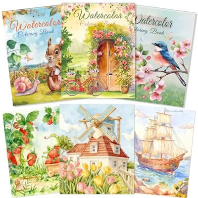 Kalysky 3 Pack Aquarell Arbeitsbuch, A4 Aquarell Malbuch für Erwachsene Tier Blumen Landschaft Aquarellbuch zum Malen Anfänger, 160GSM Kaltgepresstes Textur Papier Kalysky 3 Pack Aquarell Arbeitsbuch, A4 Aquarell Malbuch für Erwachsene Tier Blumen Landschaft Aquarellbuch zum Malen Anfänger, 160GSM Kaltgepresstes Textur Papier