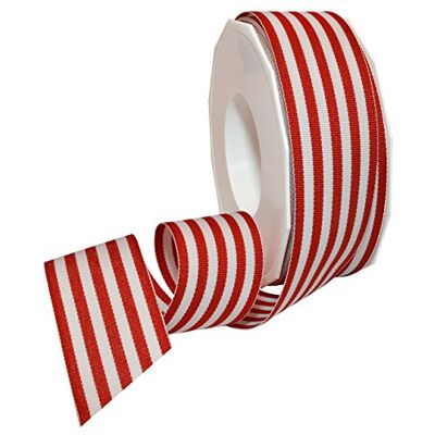 Morex Ripsband aus Polyester, gestreift, Party-Dekorationen, Geschenkverpackungen, lustige Muster, 38 mm x 16,5 m, Rot Morex Ripsband aus Polyester, gestreift, Party-Dekorationen, Geschenkverpackungen, lustige Muster, 38 mm x 16,5 m, Rot