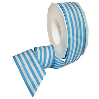 Morex Gestreiftes Ripsband aus Polyester, Party-Dekorationen, Geschenkverpackungen, lustige Muster, 3,8 cm x 20 m, Babyblau Morex Gestreiftes Ripsband aus Polyester, Party-Dekorationen, Geschenkverpackungen, lustige Muster, 3,8 cm x 20 m, Babyblau