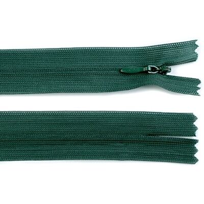 Schnoschi 2 Stück 50 cm Langer Spiralreißverschluss, nahtverdeckt, Nicht teilbar, dunkelgrün, 3mm Laufschiene, Reißverschluss Schnoschi 2 Stück 50 cm Langer Spiralreißverschluss, nahtverdeckt, Nicht teilbar, dunkelgrün, 3mm Laufschiene, Reißverschluss