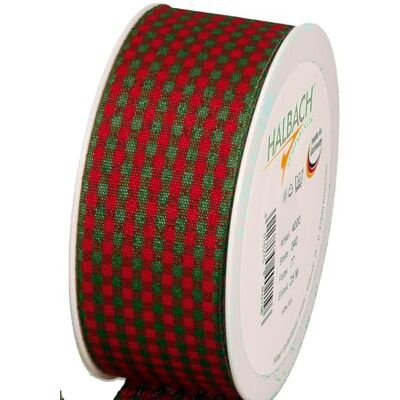 Halbach Vichy-Karo-Geschenkband, 40 mm x 25 m, rot/dunkelgrün Halbach Vichy-Karo-Geschenkband, 40 mm x 25 m, rot/dunkelgrün