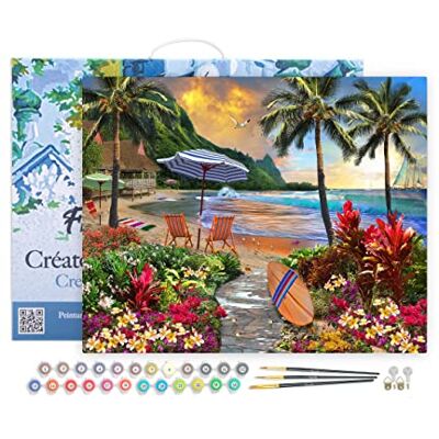 ART Malen Nach Zahlen Erwachsene Mit Rahmen Palme am Strand Paint by Numbers Basteln DIY Bastelset 40x50cm Leinwand gespannt auf Holzrahmen ART Malen Nach Zahlen Erwachsene Mit Rahmen Palme am Strand Paint by Numbers Basteln DIY Bastelset 40x50cm Leinwand gespannt auf Holzrahmen
