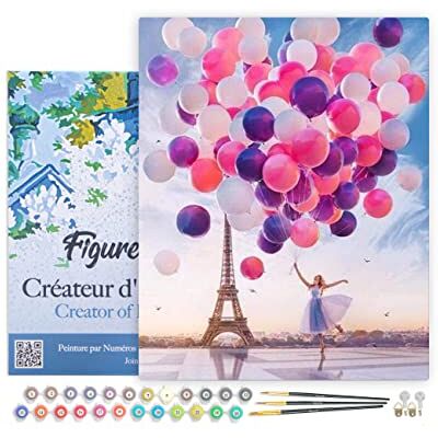 ART Malen Nach Zahlen Erwachsene Mit Rahmen Luftballons in Paris Paint by Numbers Basteln DIY Bastelset 40x50cm Leinwand gespannt auf Holzrahmen ART Malen Nach Zahlen Erwachsene Mit Rahmen Luftballons in Paris Paint by Numbers Basteln DIY Bastelset 40x50cm Leinwand gespannt auf Holzrahmen