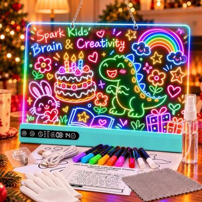 MoKo LED Zeichenbrett für Kinder, Wiederaufladbare Acryl-Leuchttafel, Blau 16-Zoll LED Maltafel mit 8 Lichtmodi für Notizen, Geschenk für Mädchen & Jungen 4–12 Jahre zum Geburtstag oder zu Weihnachten MoKo LED Zeichenbrett für Kinder, Wiederaufladbare Acryl-Leuchttafel, Blau 16-Zoll LED Maltafel mit 8 Lichtmodi für Notizen, Geschenk für Mädchen & Jungen 4–12 Jahre zum Geburtstag oder zu Weihnachten