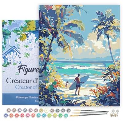 ART Malen Nach Zahlen Erwachsene Mit Rahmen Sonniger Strandtag Paint by Numbers Basteln DIY Bastelset 40x50cm Leinwand gespannt auf Holzrahmen ART Malen Nach Zahlen Erwachsene Mit Rahmen Sonniger Strandtag Paint by Numbers Basteln DIY Bastelset 40x50cm Leinwand gespannt auf Holzrahmen