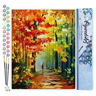 ART Malen Nach Zahlen Erwachsene Einsamer spaziergang im Wald Paint by Numbers Basteln DIY Bastelset 40x50cm ohne Holzrahmen ART Malen Nach Zahlen Erwachsene Einsamer spaziergang im Wald Paint by Numbers Basteln DIY Bastelset 40x50cm ohne Holzrahmen