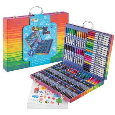 Creative 124-teiliges Malset für Kinder – Mal- und Zeichenset mit Filzstiften, Buntstiften und Wachsmalstiften – 15 Zeichenblätter und Malkoffer inklusive – Mehrfarbig Creative 124-teiliges Malset für Kinder – Mal- und Zeichenset mit Filzstiften, Buntstiften und Wachsmalstiften – 15 Zeichenblätter und Malkoffer inklusive – Mehrfarbig