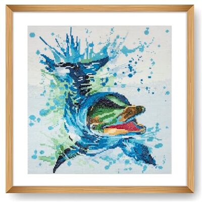 Trimits Große Kreuzstich-Sets gezählte Stickerei Handarbeit für Erwachsene, Kinder, Weihnachtsgeschenke (Rahmen nicht im Lieferumfang enthalten) 11-fädiges Aida-Gewebe Delfin Trimits Große Kreuzstich-Sets gezählte Stickerei Handarbeit für Erwachsene, Kinder, Weihnachtsgeschenke (Rahmen nicht im Lieferumfang enthalten) 11-fädiges Aida-Gewebe Delfin