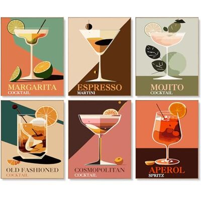 ART 6 Stück Malen nach Zahlen Erwachsene, Retro Cocktail Getränk, 20x30 cm 6er Pack Malen nach Zahlen Leinwand für Anfänger, DIY Acryl Paint by Numbers for adults, für Home Décor, Ohne Rahmen ART 6 Stück Malen nach Zahlen Erwachsene, Retro Cocktail Getränk, 20x30 cm 6er Pack Malen nach Zahlen Leinwand für Anfänger, DIY Acryl Paint by Numbers for adults, für Home Décor, Ohne Rahmen