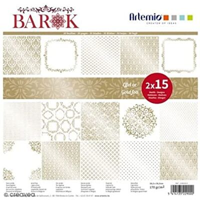 Artemio Block mit 30 Blatt für Scrapbooking, 30.5 x 30.5 cm, Barok, Goldfarben Artemio Block mit 30 Blatt für Scrapbooking, 30.5 x 30.5 cm, Barok, Goldfarben