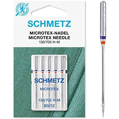 SCHMETZ Nähmaschinen-Nadeln, 89 Größen, 3 Stück + 1 Nadeleinfädler , Single Packet, Microtex 80/12 SCHMETZ Nähmaschinen-Nadeln, 89 Größen, 3 Stück + 1 Nadeleinfädler , Single Packet, Microtex 80/12