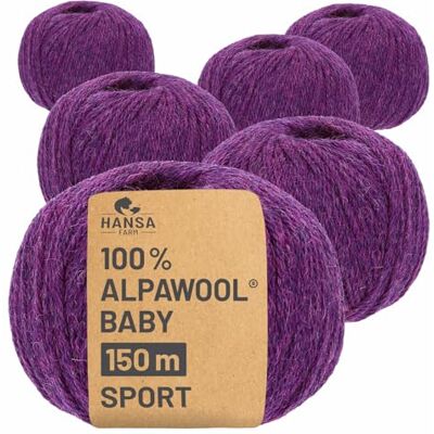 Hansa 100% Baby Alpakawolle in 50+ Farben (kratzfrei) 300g Set (6 x 50g) weiche Alpaka Wolle zum Stricken & Häkeln in 6 Garnstärken by Lila Heather (Lila) Hansa 100% Baby Alpakawolle in 50+ Farben (kratzfrei) 300g Set (6 x 50g) weiche Alpaka Wolle zum Stricken & Häkeln in 6 Garnstärken by Lila Heather (Lila)