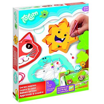 Totum Little Creators Bastel-Set: Nähen lernen mit verschiedenen Nähhilfeschablonen, farbigen Wollfäden, Nadel und Perlen Totum Little Creators Bastel-Set: Nähen lernen mit verschiedenen Nähhilfeschablonen, farbigen Wollfäden, Nadel und Perlen