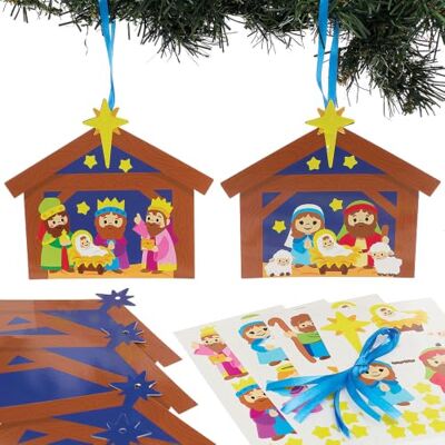 Ross VC334 Krippen-Mini-Aufkleber-Dekorationssets, 4er-Pack, Krippen-Aufkleber-Bastelset, Weihnachtsdekorationsset Ross VC334 Krippen-Mini-Aufkleber-Dekorationssets, 4er-Pack, Krippen-Aufkleber-Bastelset, Weihnachtsdekorationsset