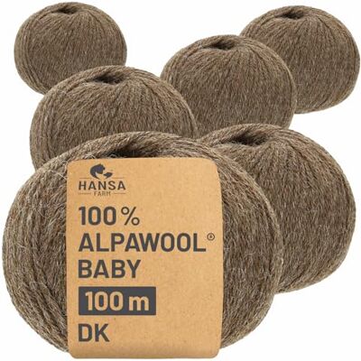 Hansa 100% Baby Alpakawolle in 50+ Farben (kratzfrei) 300g Set (6 x 50g) weiche Alpaka Wolle zum Stricken & Häkeln in 6 Garnstärken by Braun Hansa 100% Baby Alpakawolle in 50+ Farben (kratzfrei) 300g Set (6 x 50g) weiche Alpaka Wolle zum Stricken & Häkeln in 6 Garnstärken by Braun