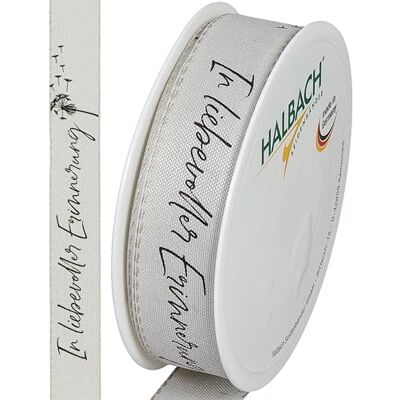 Halbach Trauerflor In liebevoller Erinnerung, 25 mm x 18m, hellgrau/schwarz Halbach Trauerflor In liebevoller Erinnerung, 25 mm x 18m, hellgrau/schwarz