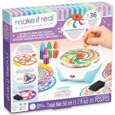 Make It Real Kreatives Studio von Spin Art – Kreatives Kit mit elektrischer USB-Spin-Art-Maschine, 36 rotierende Kunstwerke, kreative Malerei für Kinder und Mädchen, künstlerisches Hobby ab 6 Jahren Make It Real Kreatives Studio von Spin Art – Kreatives Kit mit elektrischer USB-Spin-Art-Maschine, 36 rotierende Kunstwerke, kreative Malerei für Kinder und Mädchen, künstlerisches Hobby ab 6 Jahren