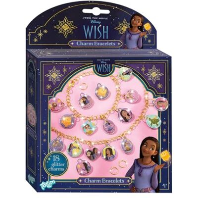 Totum Disney Wunsch-Charm-Armband-Schmuck-Bastelset, machen Sie 2 Charm-Armbänder mit goldfarbenen Gliedern und 18 glitzernden Puffy-Charms, geeignet für Kinder ab 4 Jahren, 17,5 x 24,5 x 3,5 cm Totum Disney Wunsch-Charm-Armband-Schmuck-Bastelset, machen Sie 2 Charm-Armbänder mit goldfarbenen Gliedern und 18 glitzernden Puffy-Charms, geeignet für Kinder ab 4 Jahren, 17,5 x 24,5 x 3,5 cm