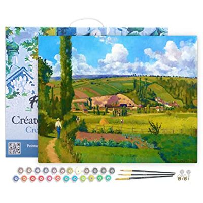 ART Malen Nach Zahlen Erwachsene Mit Rahmen Paysage aux Pâtis in Pontoise Camille Pissarro Paint by Numbers Basteln DIY Bastelset 40x50cm Leinwand gespannt auf Holzrahmen ART Malen Nach Zahlen Erwachsene Mit Rahmen Paysage aux Pâtis in Pontoise Camille Pissarro Paint by Numbers Basteln DIY Bastelset 40x50cm Leinwand gespannt auf Holzrahmen
