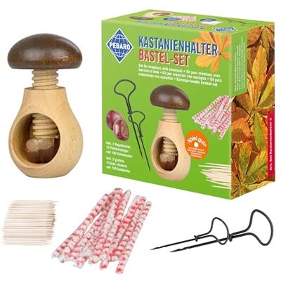 Pebaro setkast4 Kastanienhalter in Pilzform, Bastelset, 2 Kastanienbohrer / Nagelbohrer in 2mm und 3mm, einfach Löcher in Kastenien bohren, Basteln mit Kindern, Kastanienmännchen Pebaro setkast4 Kastanienhalter in Pilzform, Bastelset, 2 Kastanienbohrer / Nagelbohrer in 2mm und 3mm, einfach Löcher in Kastenien bohren, Basteln mit Kindern, Kastanienmännchen
