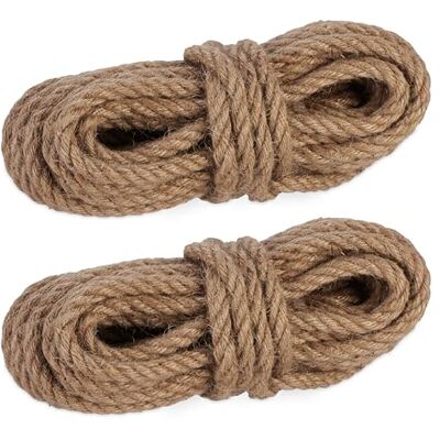 Relaxdays Juteseil 12 mm, 2er Set Naturseile je 10 m, biologisch abbaubar, Basteln, Garten, Verpackung, Kordel, Natur Relaxdays Juteseil 12 mm, 2er Set Naturseile je 10 m, biologisch abbaubar, Basteln, Garten, Verpackung, Kordel, Natur