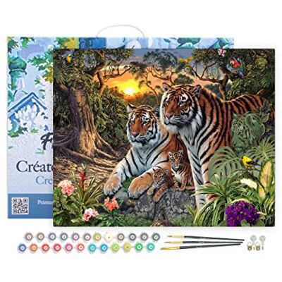 ART Malen Nach Zahlen Erwachsene Mit Rahmen Tiger Familie Paint by Numbers Basteln DIY Bastelset 40x50cm Leinwand gespannt auf Holzrahmen ART Malen Nach Zahlen Erwachsene Mit Rahmen Tiger Familie Paint by Numbers Basteln DIY Bastelset 40x50cm Leinwand gespannt auf Holzrahmen