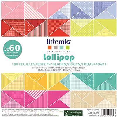 Artemio Lollipop Scrapbooking Papier, Mehrfarbig, 180 Stück Artemio Lollipop Scrapbooking Papier, Mehrfarbig, 180 Stück