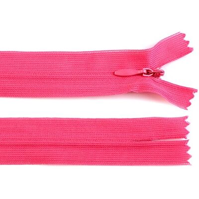 Schnoschi 2 Stück 55 cm Langer Spiralreißverschluss, nahtverdeckt, Nicht teilbar, pink, 3mm Laufschiene, Reißverschluss Schnoschi 2 Stück 55 cm Langer Spiralreißverschluss, nahtverdeckt, Nicht teilbar, pink, 3mm Laufschiene, Reißverschluss