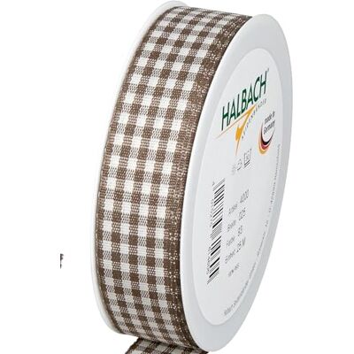 Halbach Vichy-Karo-Geschenkband, 25 mm x 25 m, dunkelbraun Halbach Vichy-Karo-Geschenkband, 25 mm x 25 m, dunkelbraun
