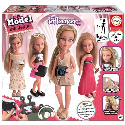 Educa My Model Influencer Anziehpuppe & Kreativset zum Stylen Modedesign mit echten Haaren Spielzeug für Mädchen ab 6 Jahren (20650) Educa My Model Influencer Anziehpuppe & Kreativset zum Stylen Modedesign mit echten Haaren Spielzeug für Mädchen ab 6 Jahren (20650)