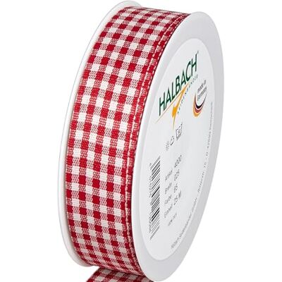 Halbach Vichy-Karo-Geschenkband, 25 mm x 25 m, rot Halbach Vichy-Karo-Geschenkband, 25 mm x 25 m, rot