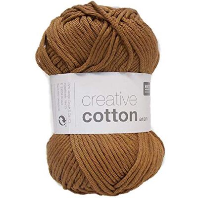Rico Design 50 g Häkelgarn Creative Cotton Aran Fb. 57 zimt, Baumwolle, 85 m Lauflänge Rico Design 50 g Häkelgarn Creative Cotton Aran Fb. 57 zimt, Baumwolle, 85 m Lauflänge