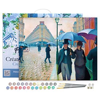 ART Malen Nach Zahlen Erwachsene Mit Rahmen Paris-Straße, Regentag Gustave Caillebotte Paint by Numbers Basteln DIY Bastelset 40x50cm Leinwand gespannt auf Holzrahmen ART Malen Nach Zahlen Erwachsene Mit Rahmen Paris-Straße, Regentag Gustave Caillebotte Paint by Numbers Basteln DIY Bastelset 40x50cm Leinwand gespannt auf Holzrahmen