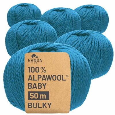 Hansa 100% Baby Alpakawolle in 50+ Farben (kratzfrei) 300g Set (6 x 50g) weiche Alpaka Wolle zum Stricken & Häkeln in 6 Garnstärken by Petrol uni (Blau) Hansa 100% Baby Alpakawolle in 50+ Farben (kratzfrei) 300g Set (6 x 50g) weiche Alpaka Wolle zum Stricken & Häkeln in 6 Garnstärken by Petrol uni (Blau)