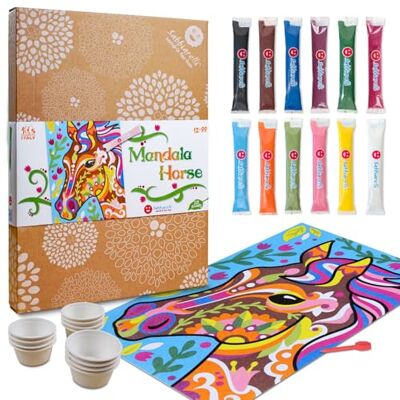 Sabbiarelli – Maxi-Set Mandala Pferd 12-99 Sand-Art-Kit: Pferd Enthält 1 Klebeposter, Farbsand und Zubehör 100% Made in Italy Kreativhobby Jugendliche und Erwachsene Sabbiarelli – Maxi-Set Mandala Pferd 12-99 Sand-Art-Kit: Pferd Enthält 1 Klebeposter, Farbsand und Zubehör 100% Made in Italy Kreativhobby Jugendliche und Erwachsene