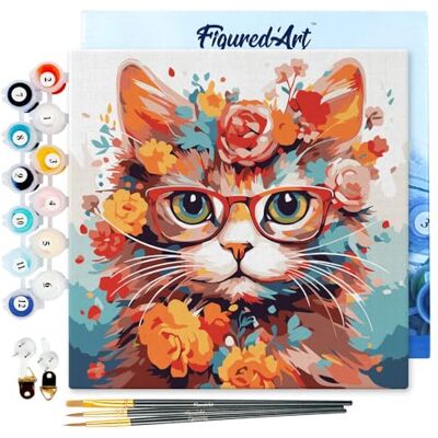 ART Mini Malen Nach Zahlen Erwachsene Mit Rahmen 20x20cm Kleines Format Fantasie-Katze und Blumen Paint by Numbers Basteln DIY Bastelset Leinwand gespannt auf Holzrahmen ART Mini Malen Nach Zahlen Erwachsene Mit Rahmen 20x20cm Kleines Format Fantasie-Katze und Blumen Paint by Numbers Basteln DIY Bastelset Leinwand gespannt auf Holzrahmen